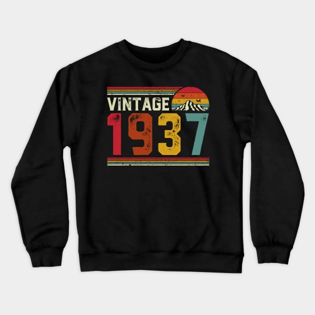 Vintage 1937 Birthday Gift Retro Style Crewneck Sweatshirt by Foatui